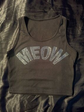 'MEOW' Rhinestone Tank